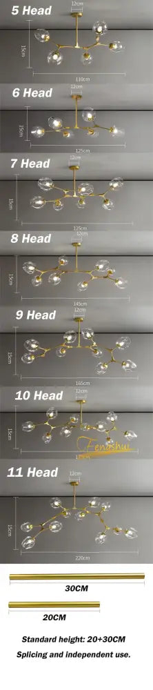 Nordic clear glass ball led chandelier dining room pendant light