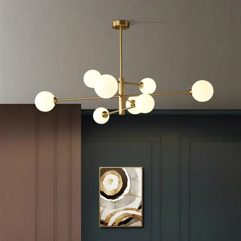 DecorBites™ Glass Brass Chandelier: Nordic Modern Pendant Lights for Home, Living Room, Bedroom, Restaurant