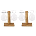 Modern five piece glass bulb vase with wooden stand living room decor