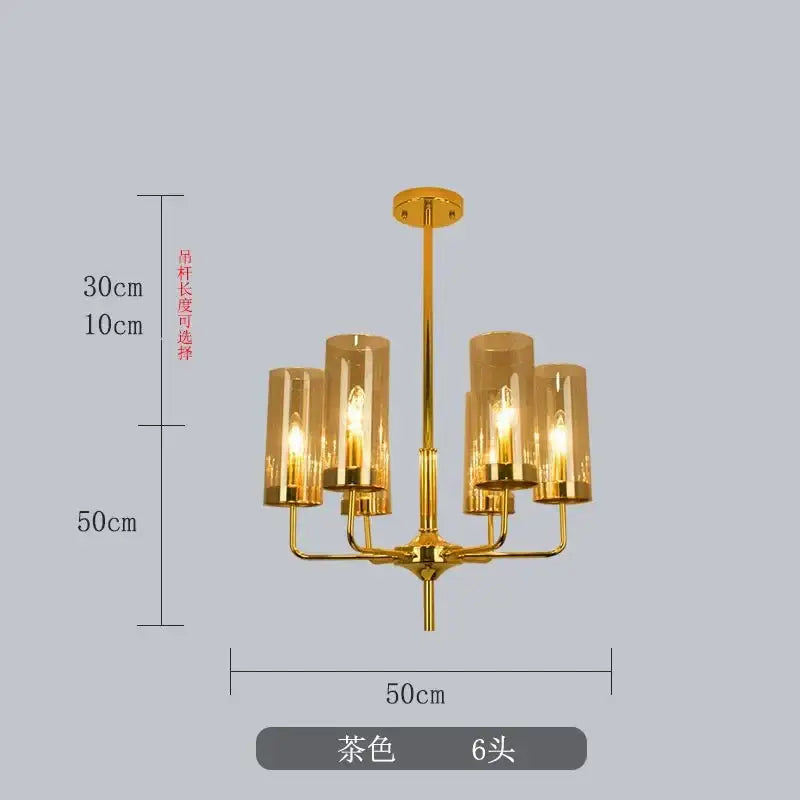 Decorbites glass chandelier blue and gold luxury dining room light