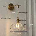 Antique brass green flower led wall sconce bedroom light with pull chain