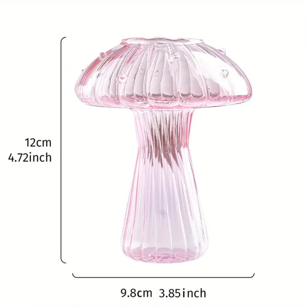 Colorful glass mushroom hydroponic planter set for garden and home