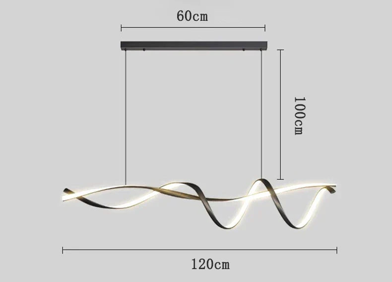 Modern black & gold wave led glass pendant light dining room