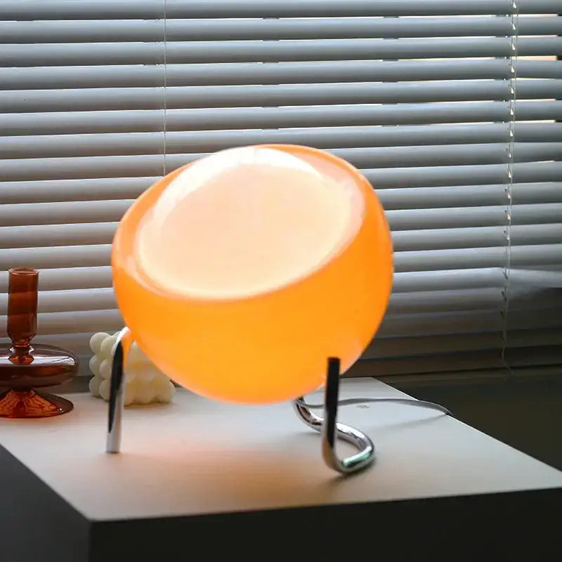 Bauhaus orange glass table lamp bedroom chrome stand