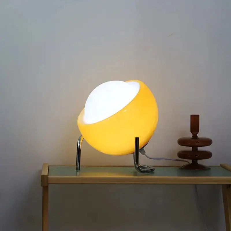 Bauhaus orange glass table lamp bedroom chrome stand