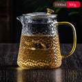 Hammered glass tea pot set with gold handle for dining room kitchen