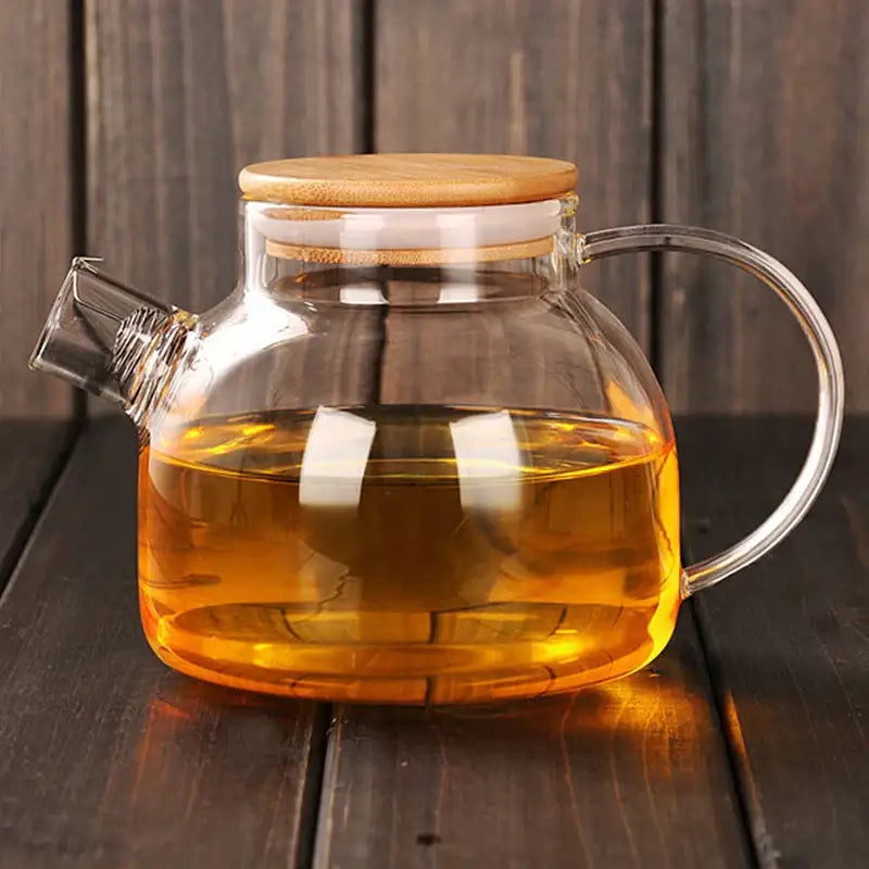 Minimalist glass teapot with wooden lid kitchen cold water jug
