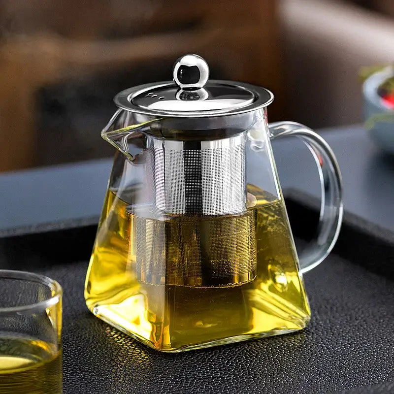 Thermostable clear glass kungfu tea set with filter for office dining