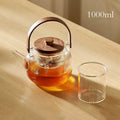 Modern glass teapot set with wood handle – kitchen glassware