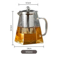Modern glass teapot with stainless steel infuser kitchen tea kettle