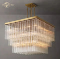 Modern black glass tube led square chandelier dining room light