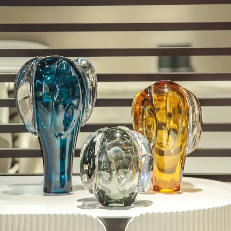 Modern blue and amber cactus decorbites glass vase living room decor