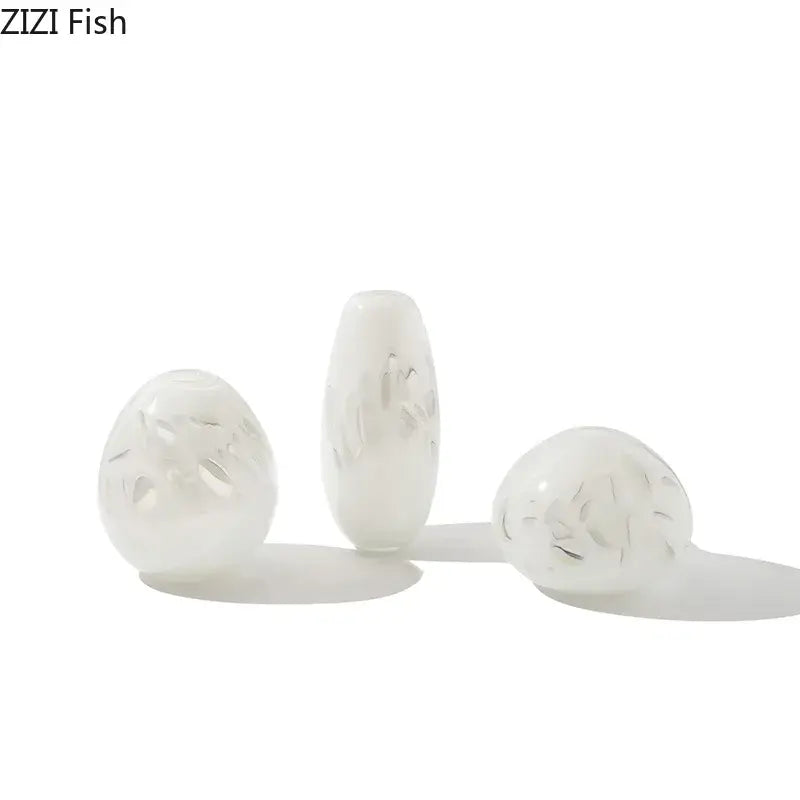 Modern white leaf ceramic glass vase living room table decor