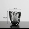 Tulip ruffled translucent gray glass vase hydroponics desk decoration