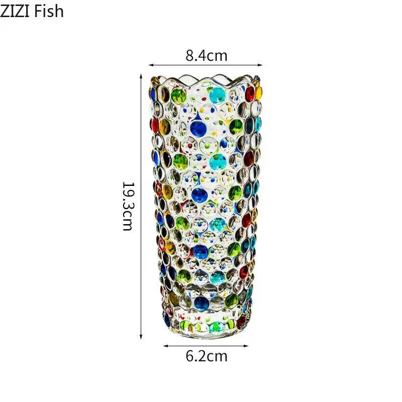 Mosaic rhinestone decorbites glass vase for living room desk decoration