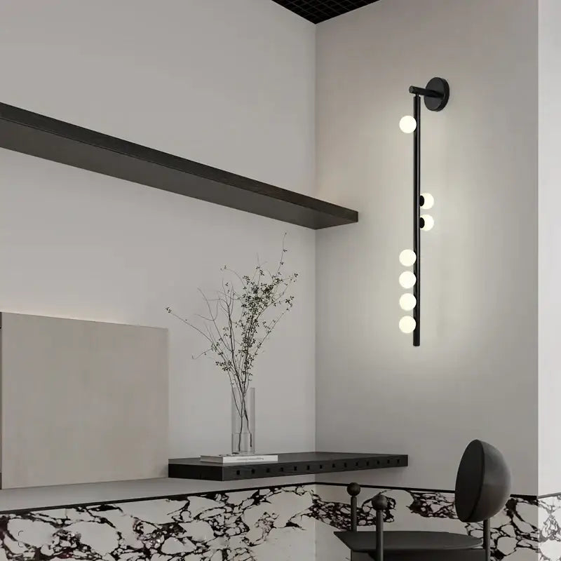 Modern black glass wall lamp living room spherical sconce