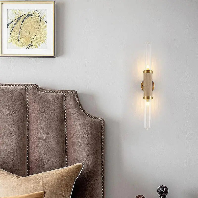 Modern gold textured glass wall lamp living room led light
