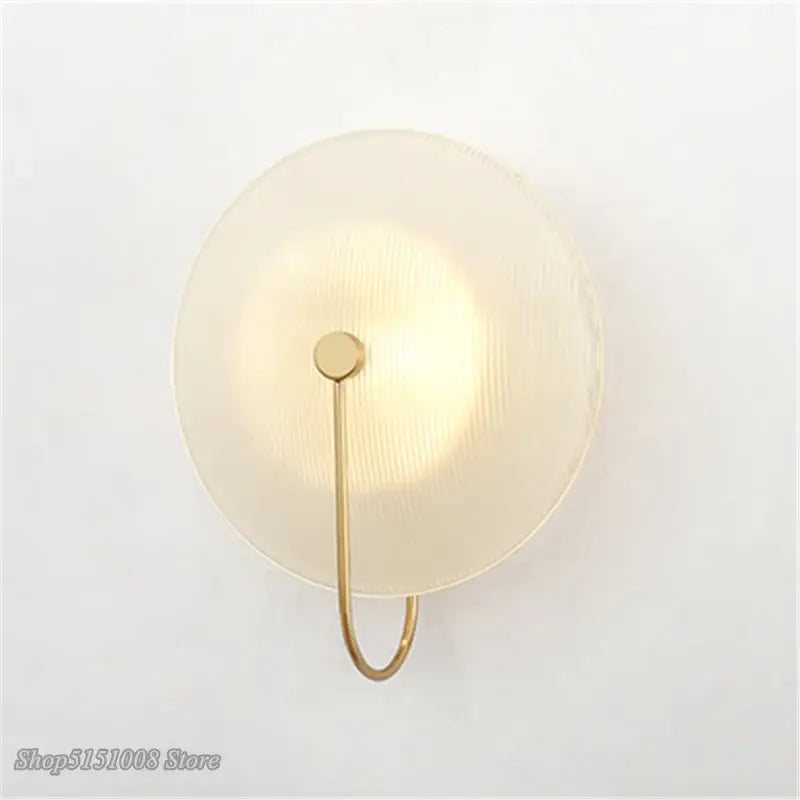 Minimalist black ribbed glass wall lamp for bedroom lighting