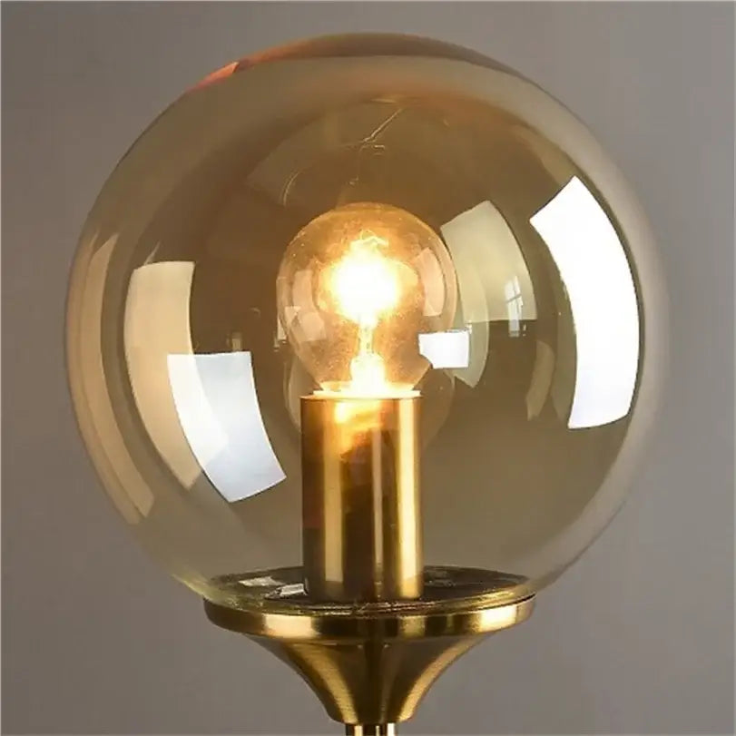 Modern brass and smoked glass wall lamp bedroom sconce