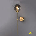 Modern brass and smoked glass wall lamp bedroom sconce