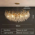 Modern gold crystal led branch chandelier for dining room