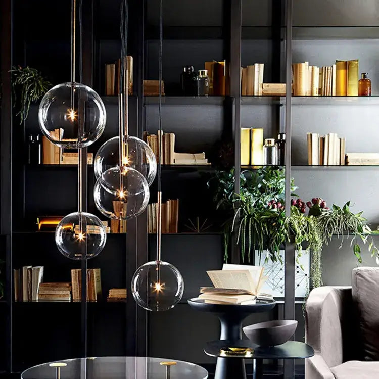 Modern gold glass bubble starburst chandelier dining room light