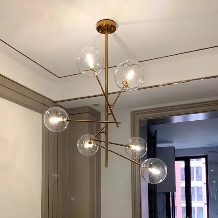 Modern gold glass bubble starburst chandelier dining room light