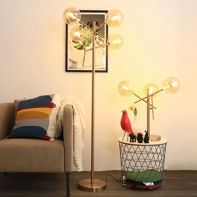 Modern gold glass bubble starburst chandelier dining room light