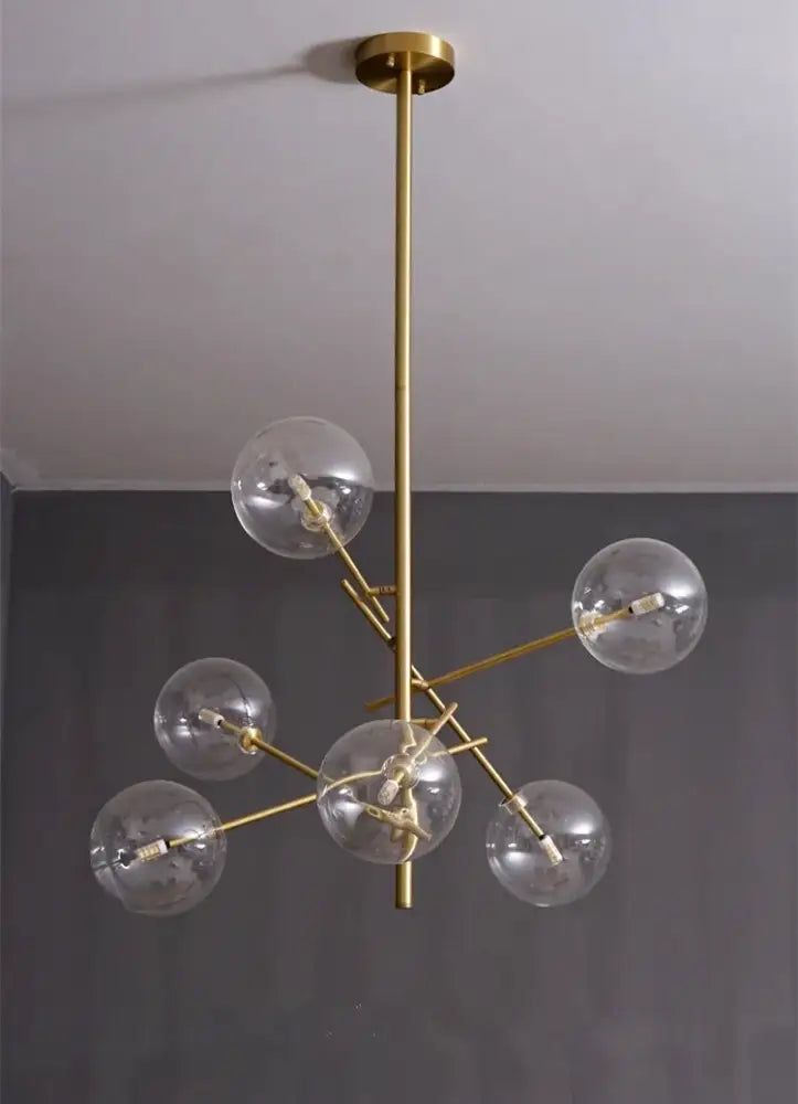 Modern gold glass bubble starburst chandelier dining room light