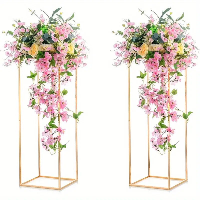 Geometric gold metal vase flower stand – living room decor