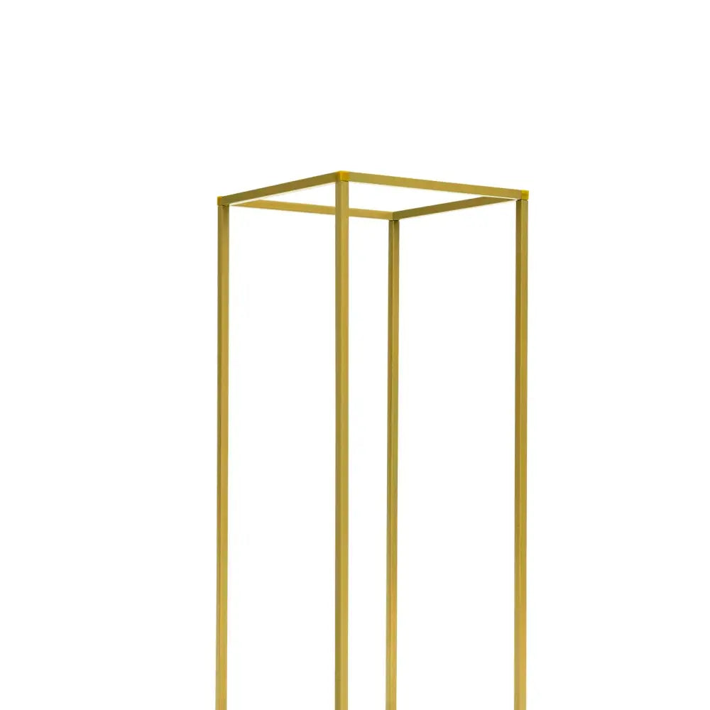 Gold metal wedding flower stand set with pink roses for dining room