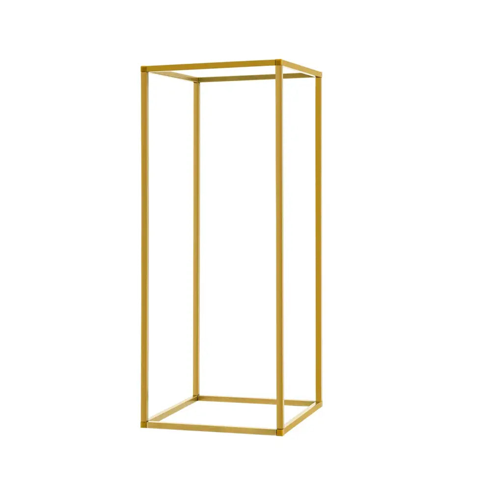 Gold metal wedding flower stand set with pink roses for dining room