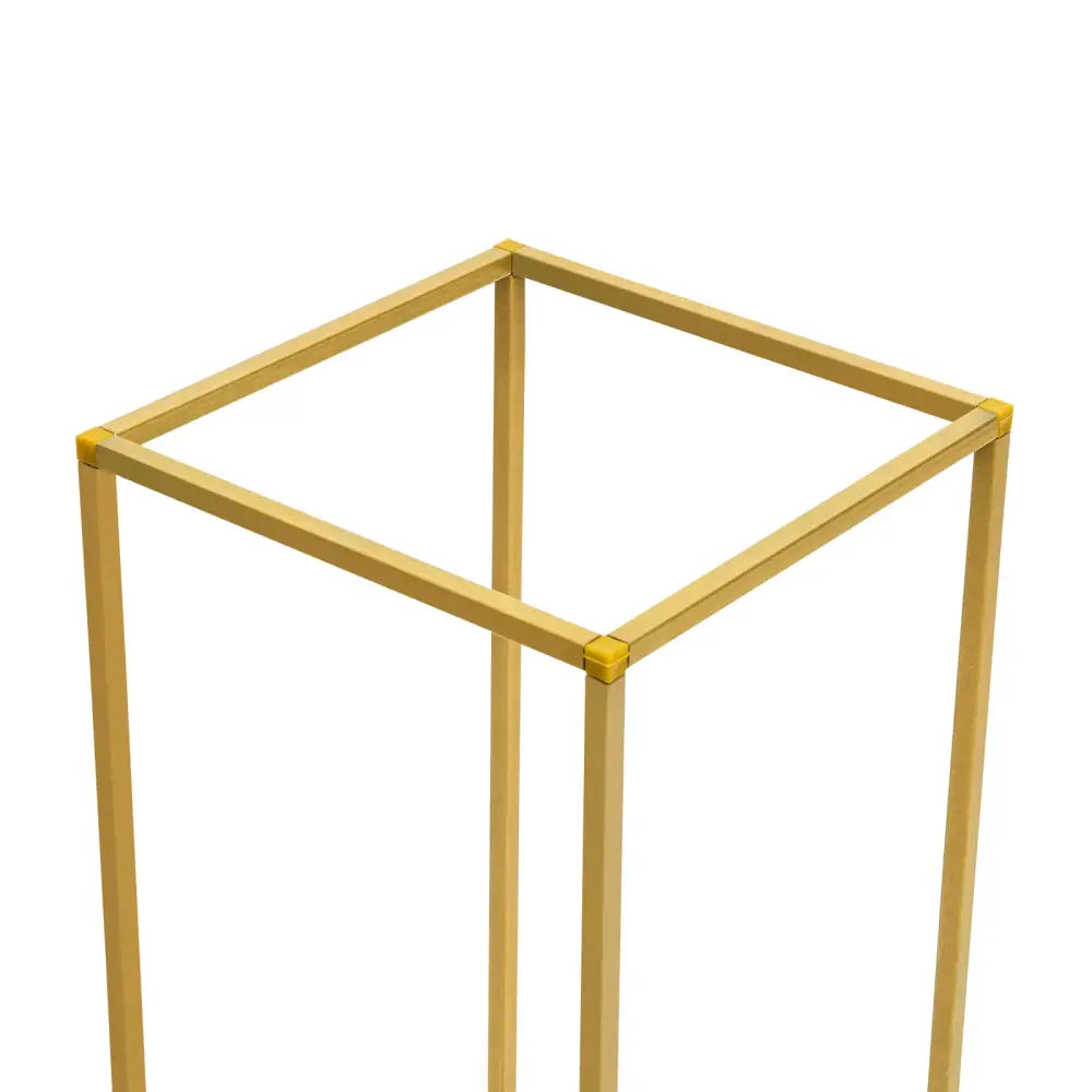 Gold metal wedding flower stand set with pink roses for dining room