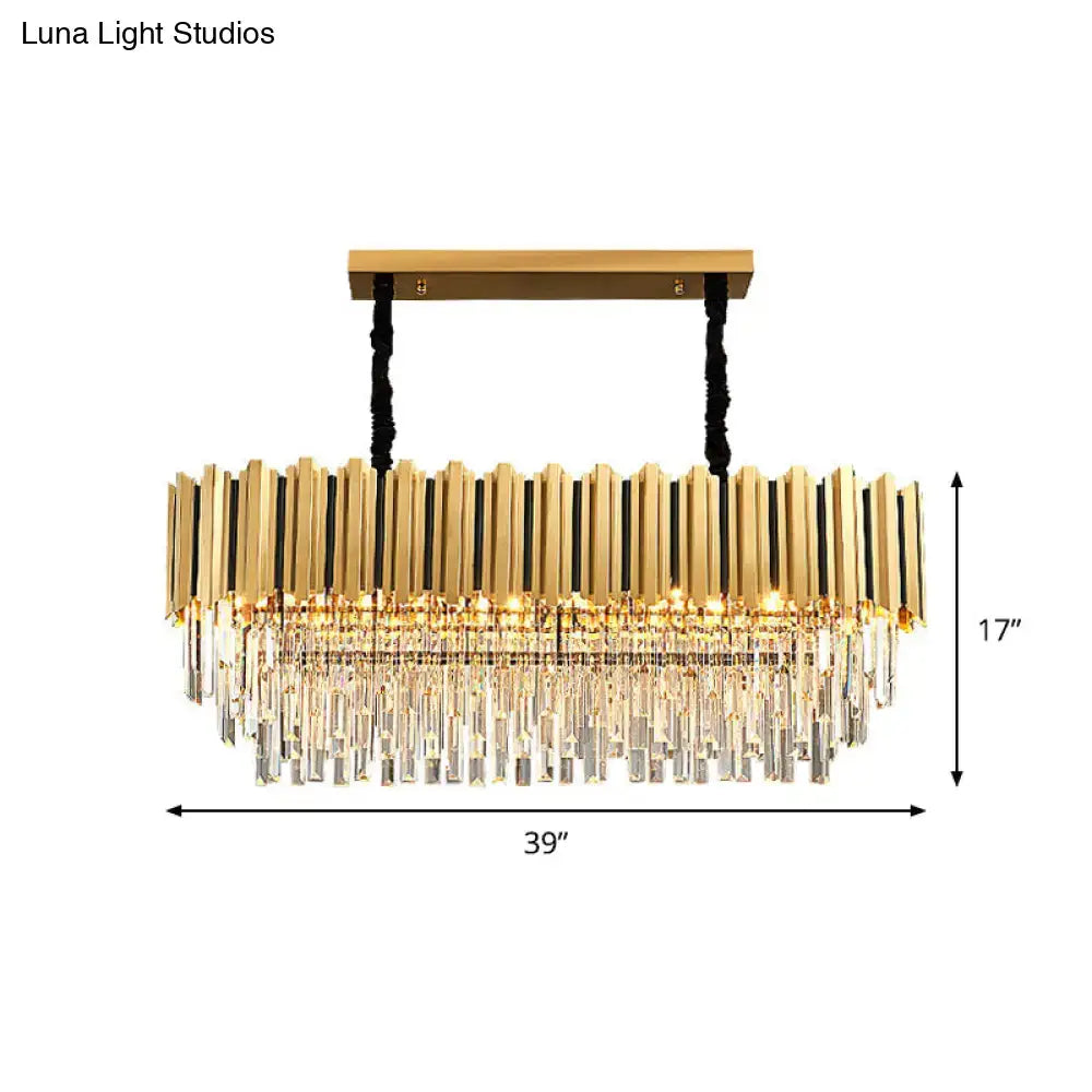 Postmodern gold crystal rod island light kitchen chandelier