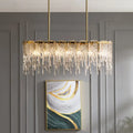 Minimalist gold clear crystal oval island ceiling light dining room