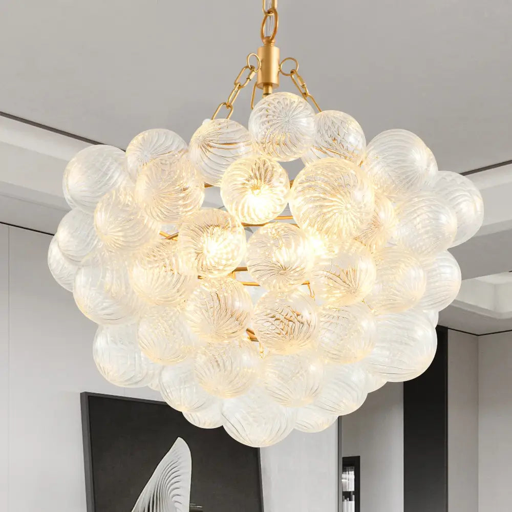 Modern gold bubble glass pendant light – dining room adjustable height