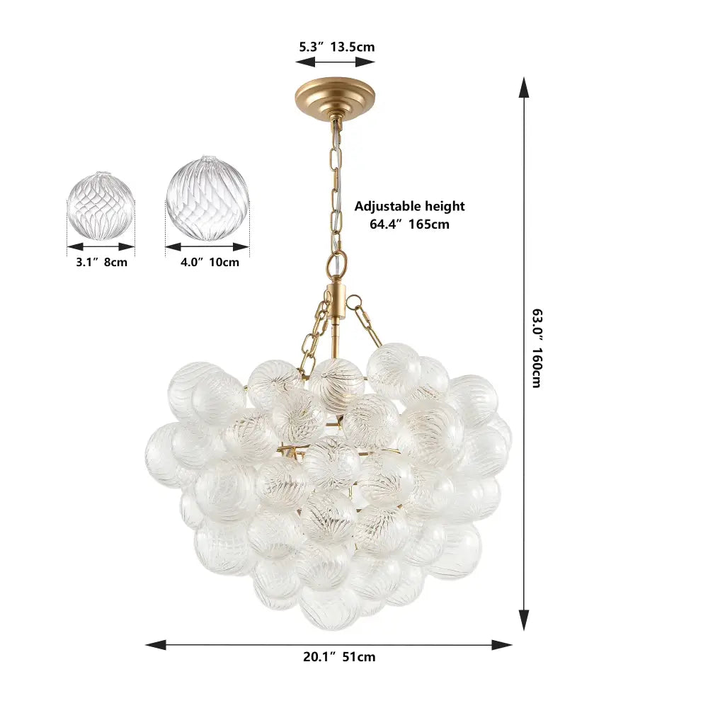 Modern gold bubble glass pendant light – dining room adjustable height