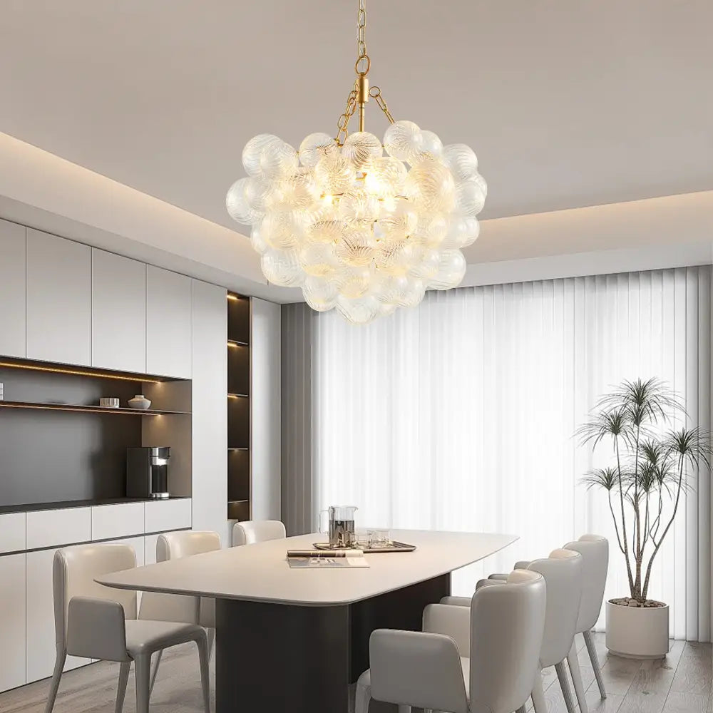 Modern gold bubble glass pendant light – dining room adjustable height