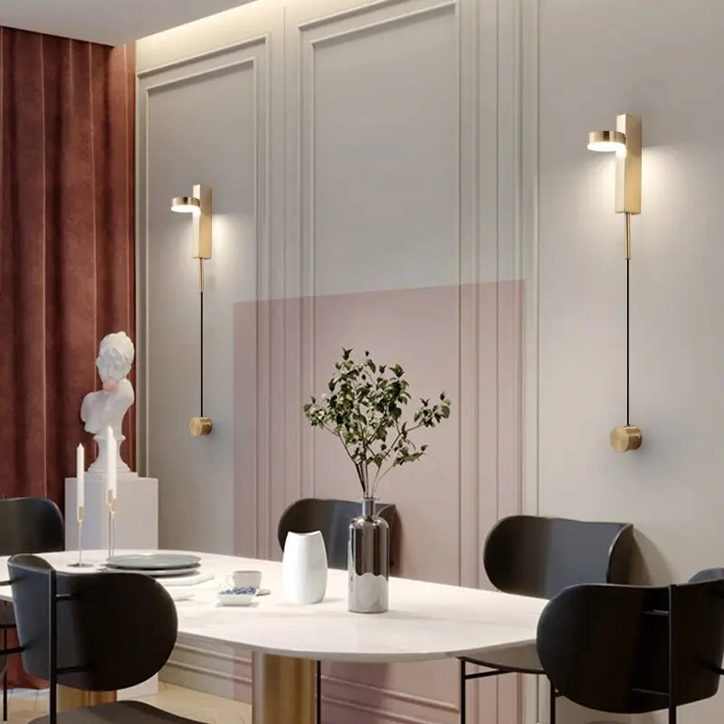 Minimalist black & brushed brass wall lamps bedroom dimmer switch