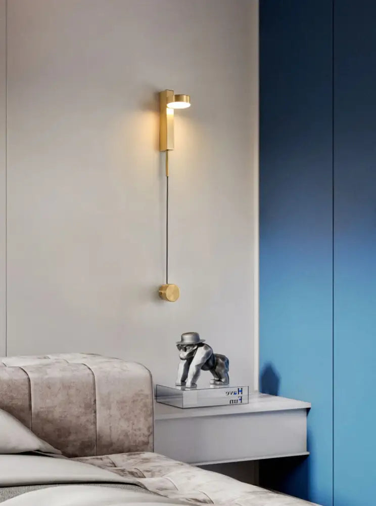 Minimalist black & brushed brass wall lamps bedroom dimmer switch