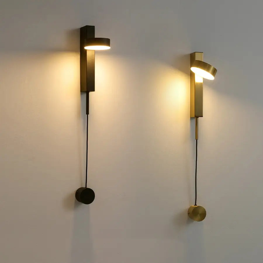 Minimalist black & brushed brass wall lamps bedroom dimmer switch