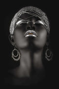 Modern black & gold african woman canvas art triptych living room