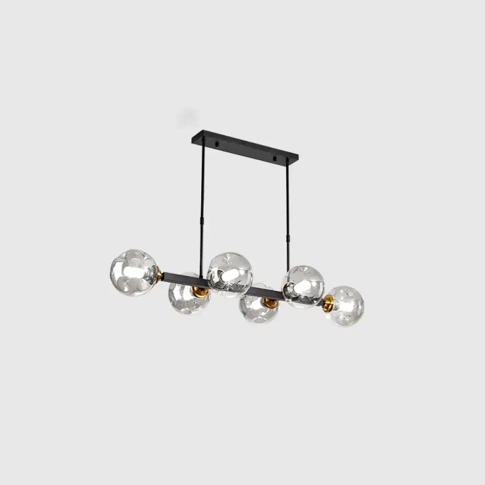 Modern black & gold hand-blown dimpled glass chandelier dining room