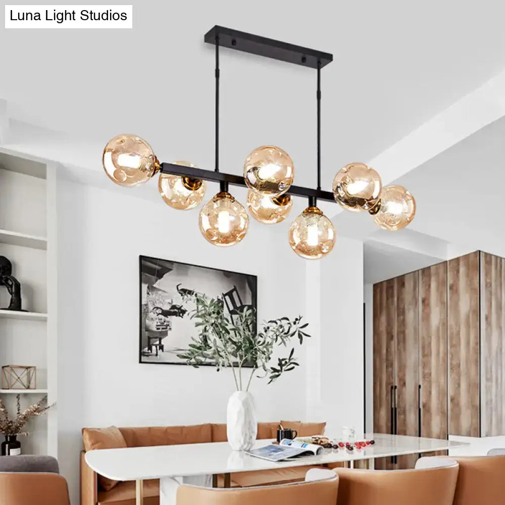Modern black & gold hand-blown dimpled glass chandelier dining room