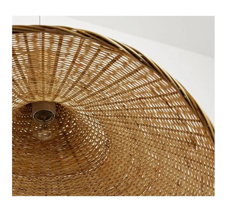 Boho natural bamboo pendant ceiling light dining room woven lamp