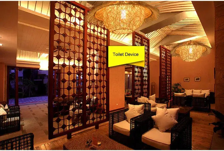 Boho natural bamboo pendant ceiling light dining room woven lamp