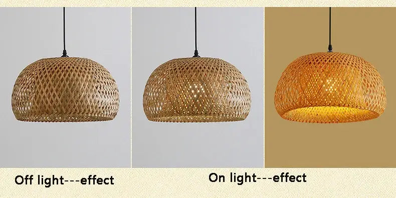 Hand-woven bamboo lantern pendant light – dining room dome chandelier