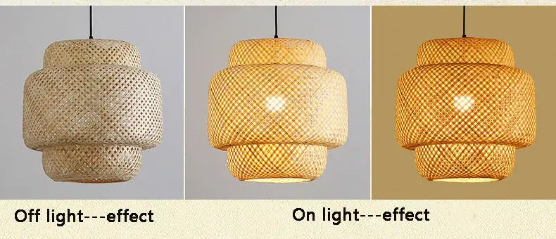 Hand-woven bamboo lantern pendant light – dining room dome chandelier