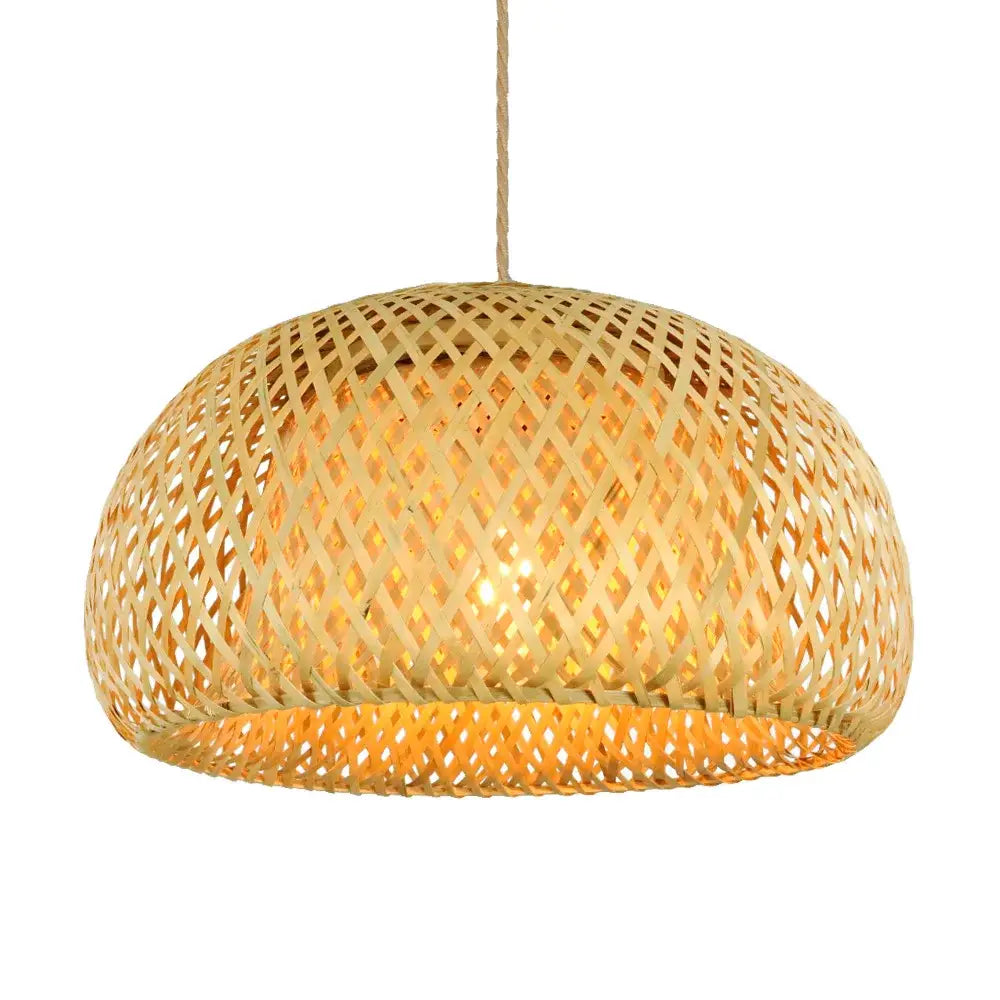 Hand-woven bamboo lantern pendant light – dining room dome chandelier