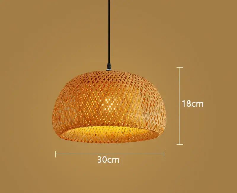 Hand-woven bamboo lantern pendant light – dining room dome chandelier